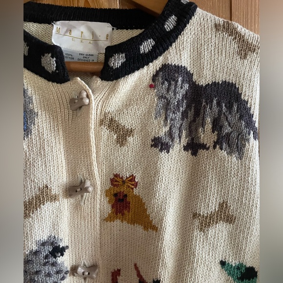 Vintage Dog with a bone Novelty Cotton Cardigan Sweater - Picture 2 of 10